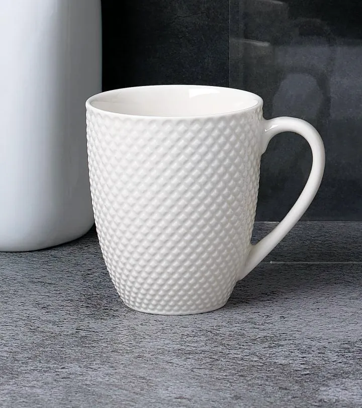 Šolja za čaj Embossed Diamond 350ml bela