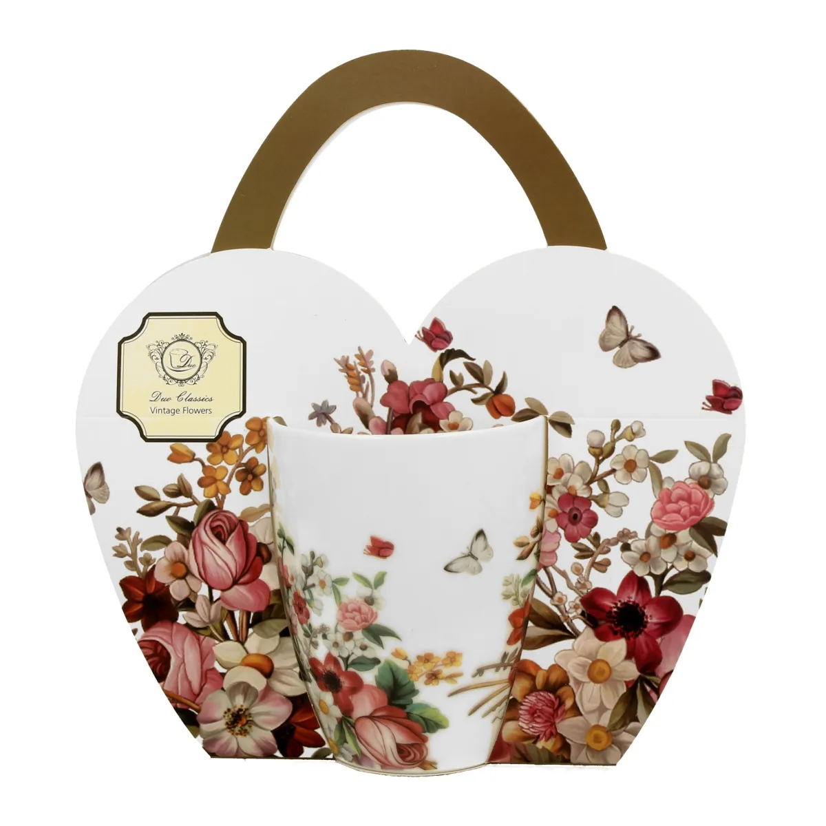 Šolja za čaj Vintage Flowers 360ml bela cvetna Duo