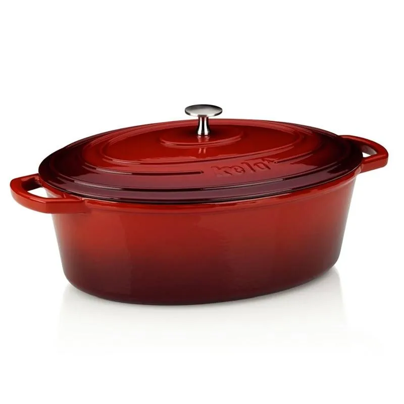 Pekač 6.5l Calido 33x26x12cm sa poklopcem ovalni crveno-bež Kela