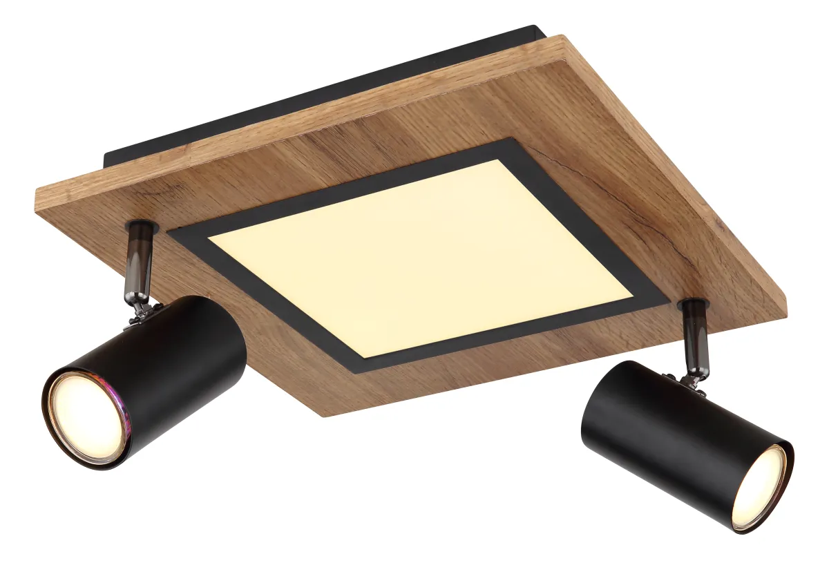 Plaf. svjetiljka Ulla LED 12W+2xG10 maks. 5W crna/boja drveta Globo