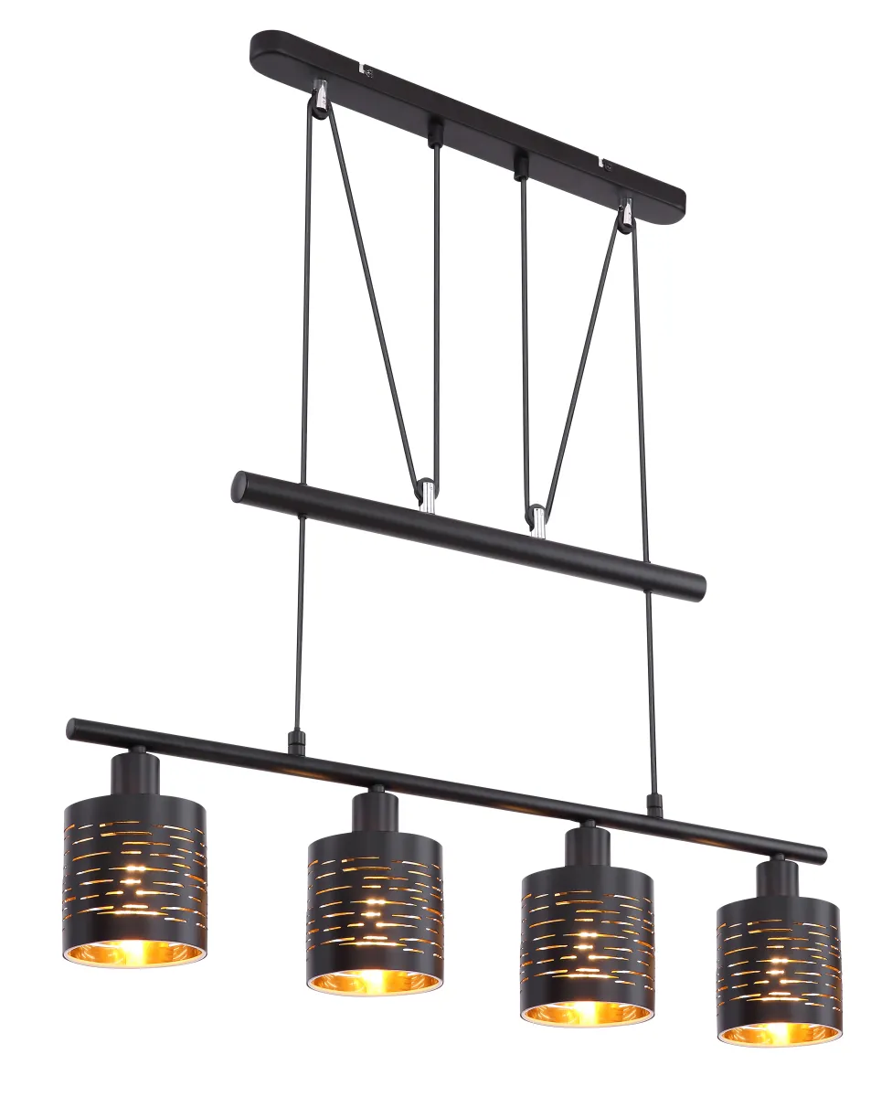 Plaf. svjetiljka-visilica TUNNO 4xmaks.15W LED E14 crna Globo