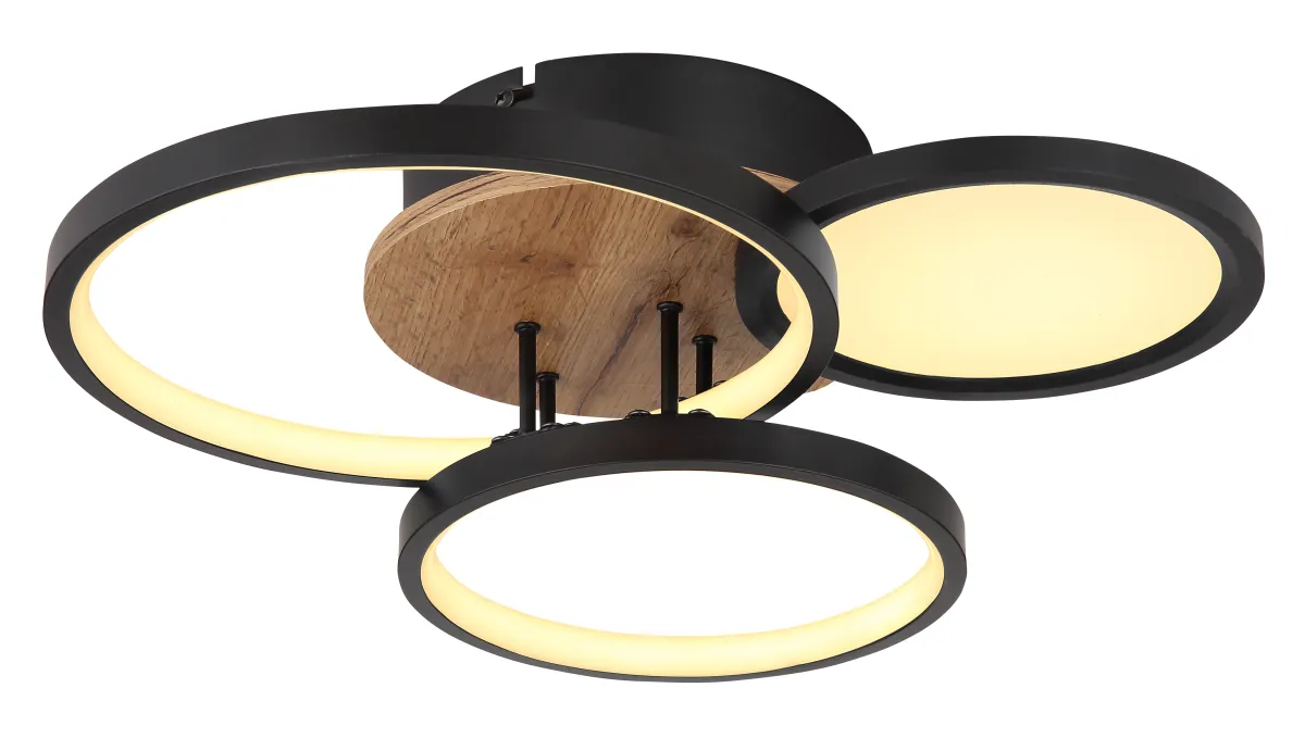 Plafonska Led svjet. Sid 30W 40x38x10.5cm crna/boja drveta Globo