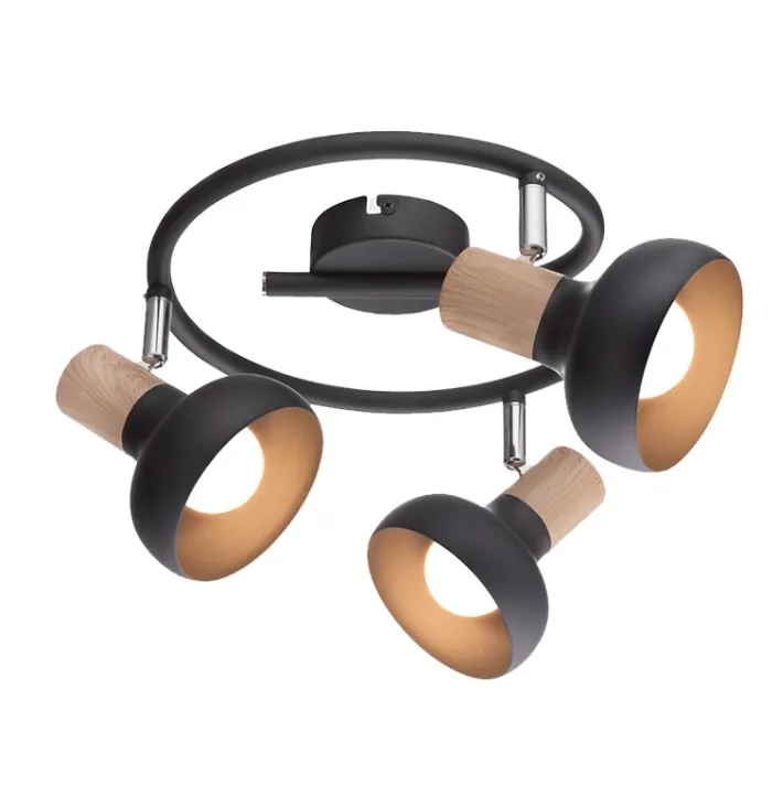 Plafonska svetiljka Addy E14 crna/imitac. drveta Elmark