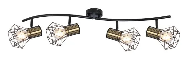 Plafonska svetiljka Priska E27 4x40W crna/mesing Globo