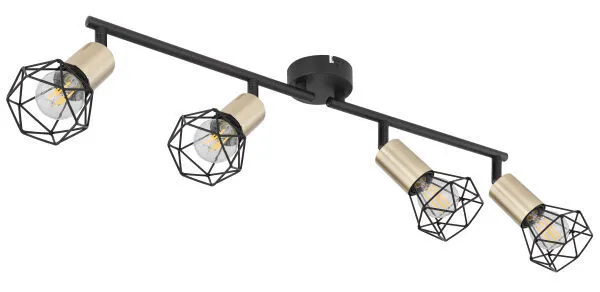 Plafonska svetiljka Xara I E14 4x40W crna/mesing Globo