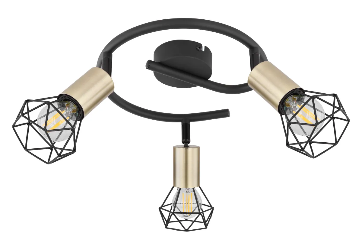 Plafonska svjetiljka Xara I E14 3x40W crna/mesing Globo