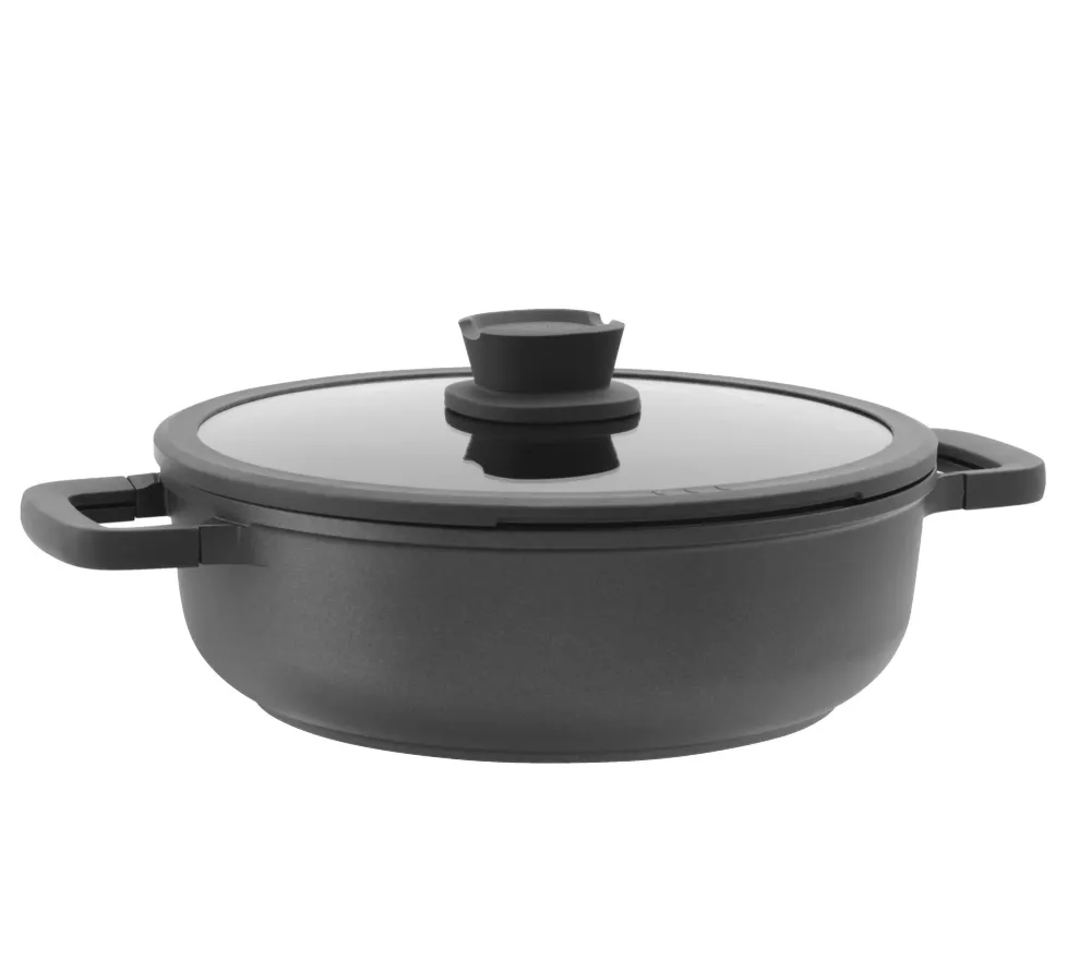 Plitka šerpa Leo Stone+ 4.7l fi 28cm sa stakl. poklopcem crna BergHoff