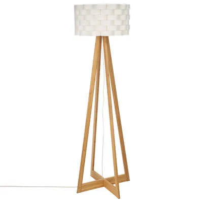 Podna lampa Moki E27 60W 150cm boja drveta/bela Atmosphera