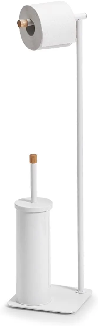 Podni držač za toalet papir i WC četku 19x19x75cm beli Zeller