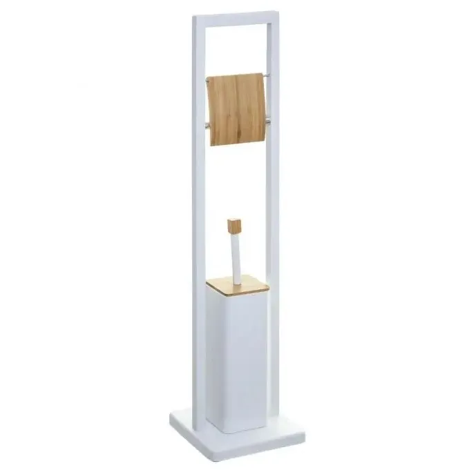 Podni držač za toalet papir i WC četku 20x20x80cm beli 5five