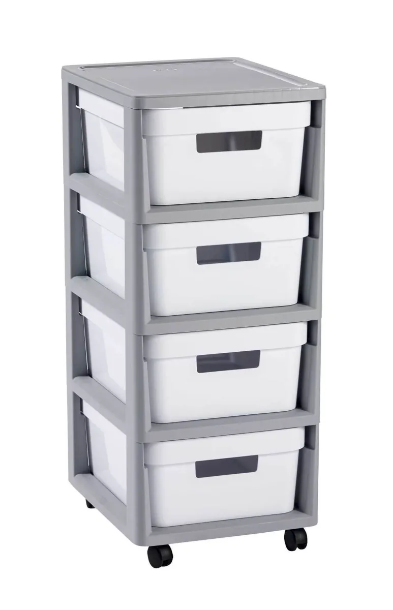 Pokretni fiokar sa 4 fioke Infinity 4x11l beli/svetlo sivi Curver