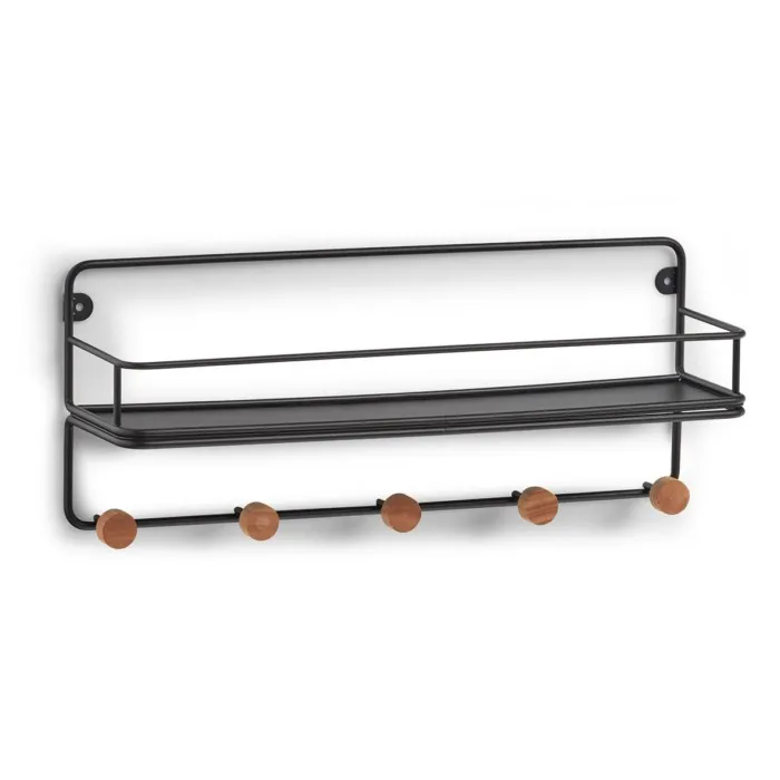 Polica za zid 45x11.8x18cm sa kukama crna Zeller