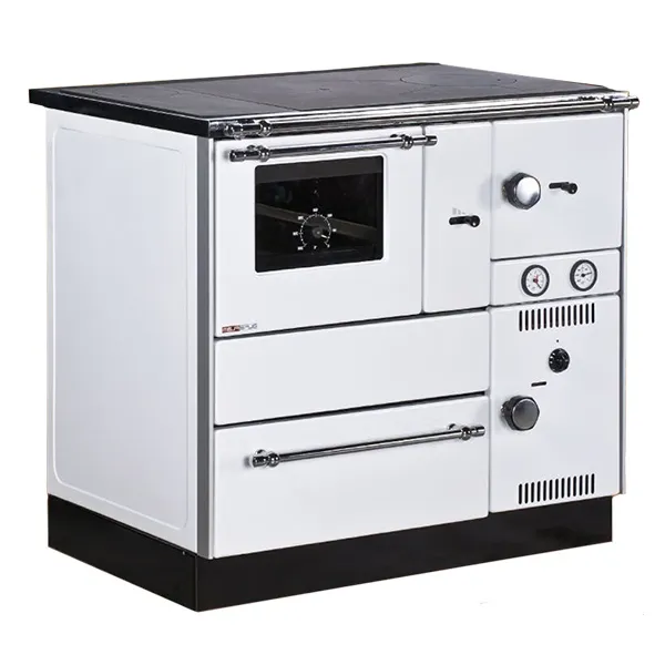 Šporet na drva za cent. grejanje Alfa Term 27kW beli levi Alfa Plam