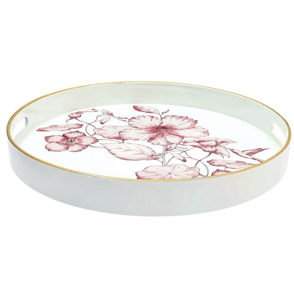 Poslužavnik Party time Red flower fi 38cm beli Andrea Fontebasso