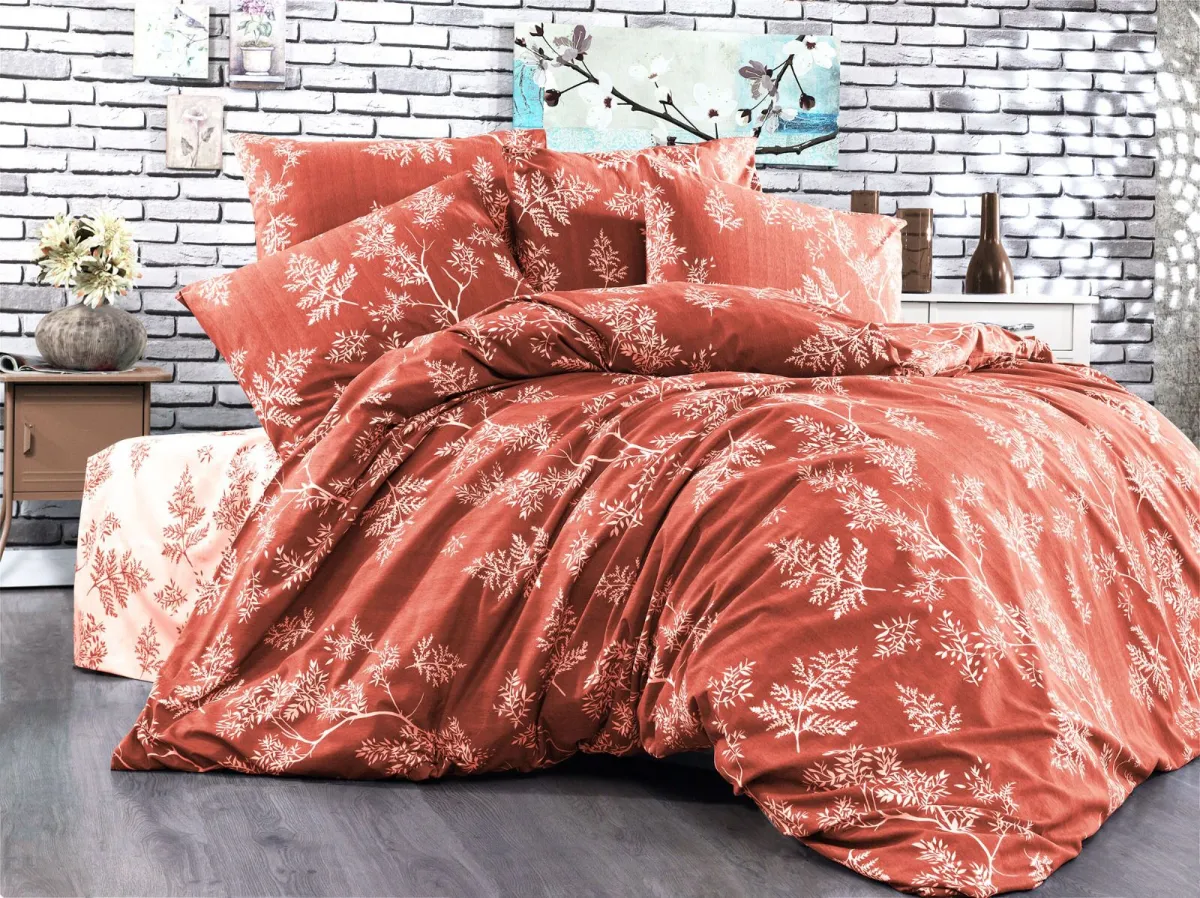 Postelj. Soft Touch Ranf. za jedan krevet Elena crvena/bela Cotton flower