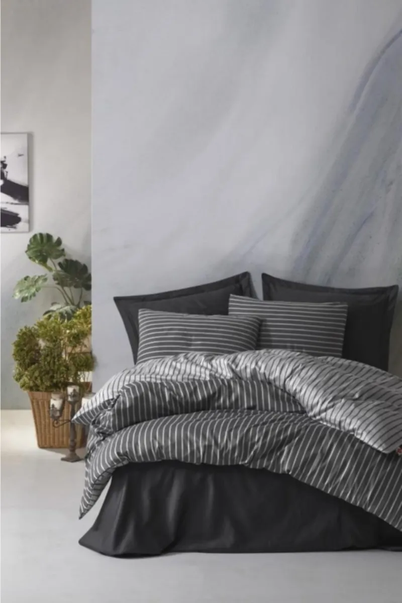 Posteljina Bamboo Saten za franc. krevet antracit Cottonbox