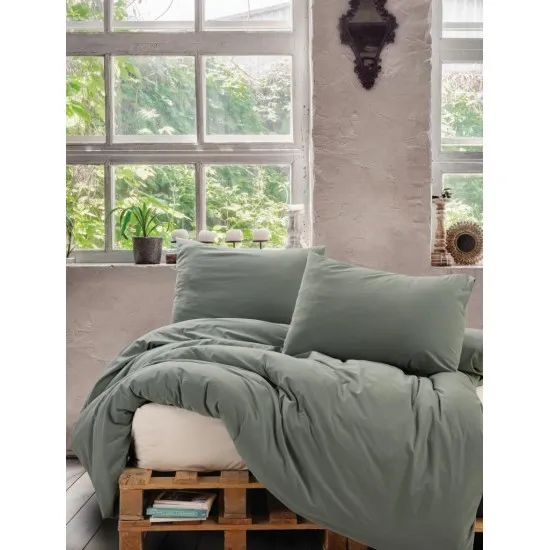 Posteljina Neat za franc. krevet zelena/krem Cottonbox