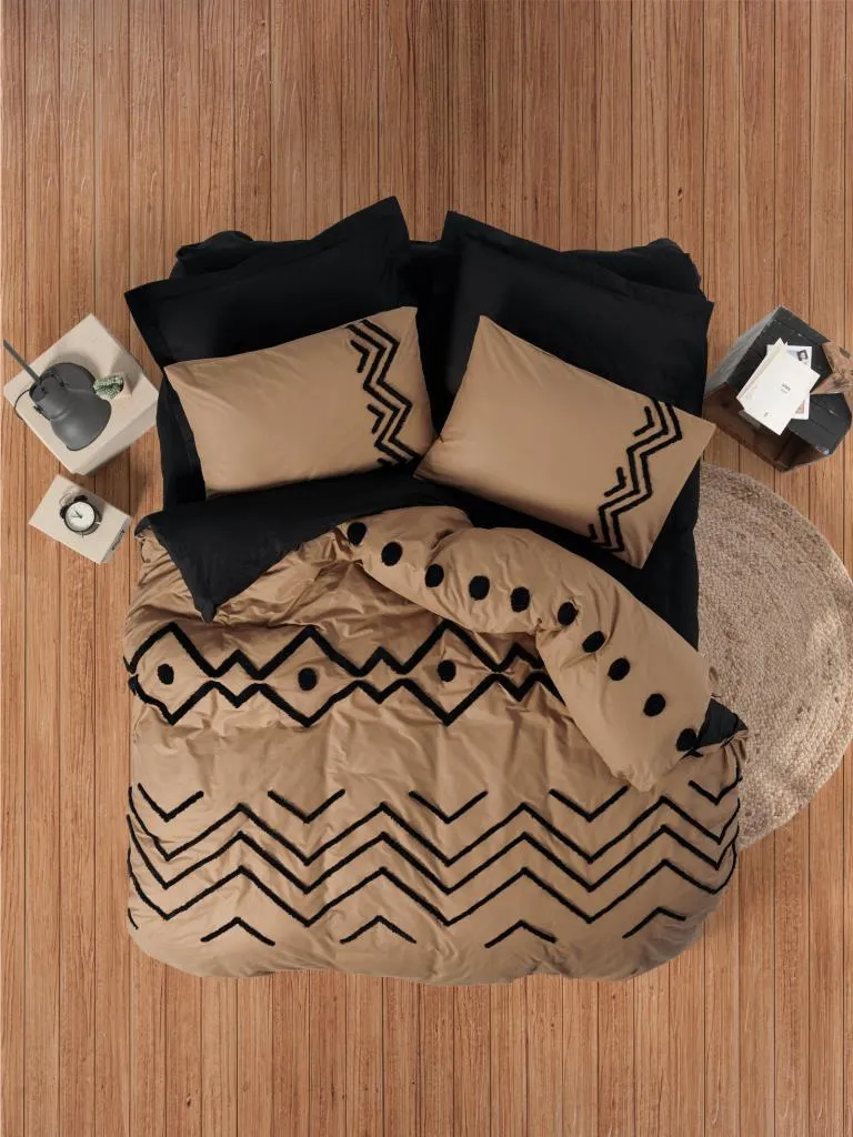 Posteljina Puff Elio za franc. krevet kafena/crna Cottonbox