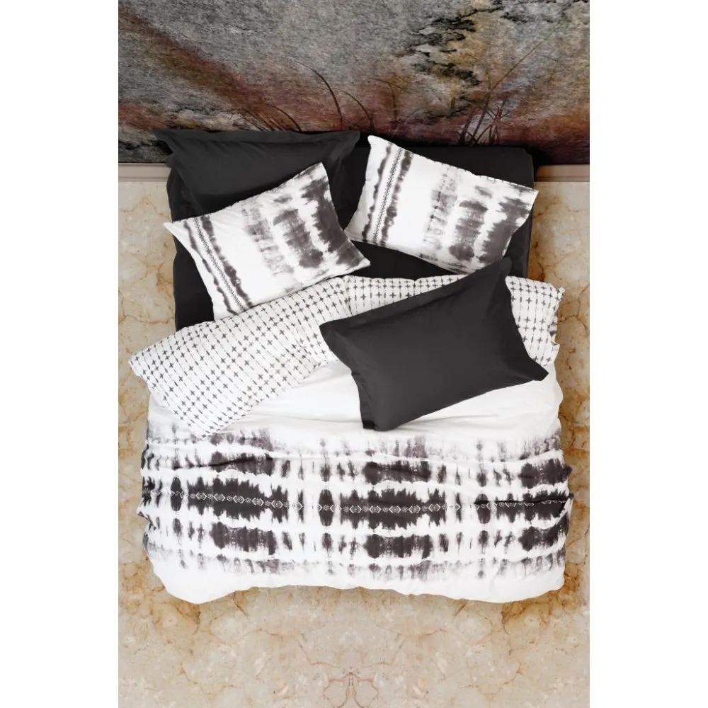 Posteljina Ranf. Mist Shower za franc. krevet crna/bela Cottonbox