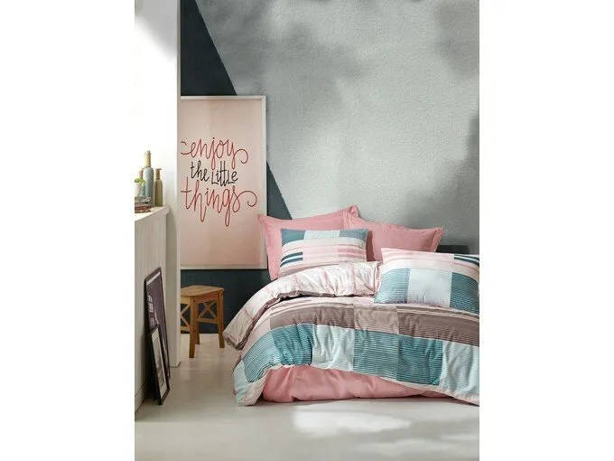Posteljina Ranforce Mode Line Eva za franc. krevet roza Cottonbox