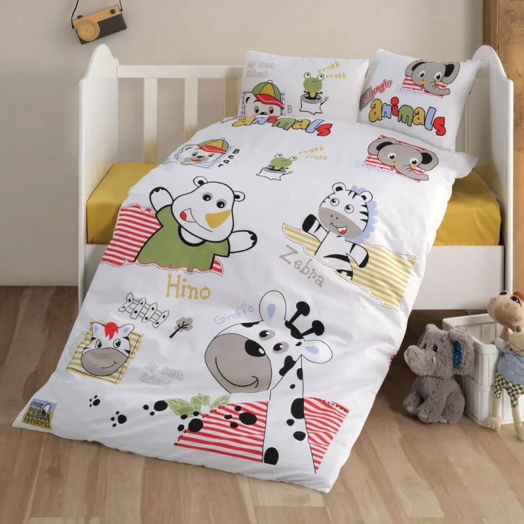 Posteljina za bebe Animals V1 žuta/bela Clasy