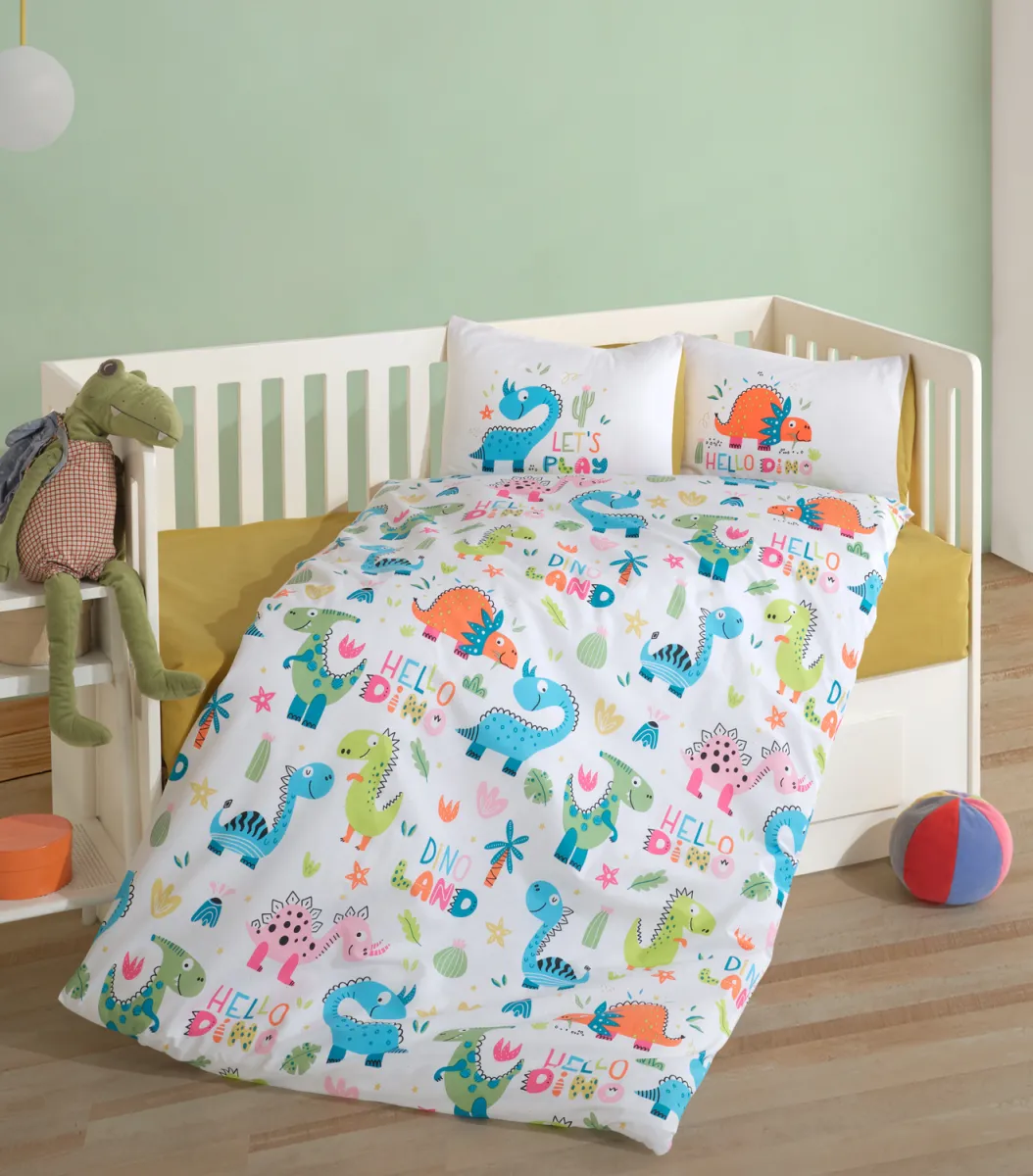 Posteljina za bebe Dinoland V1 žuta/bela Clasy