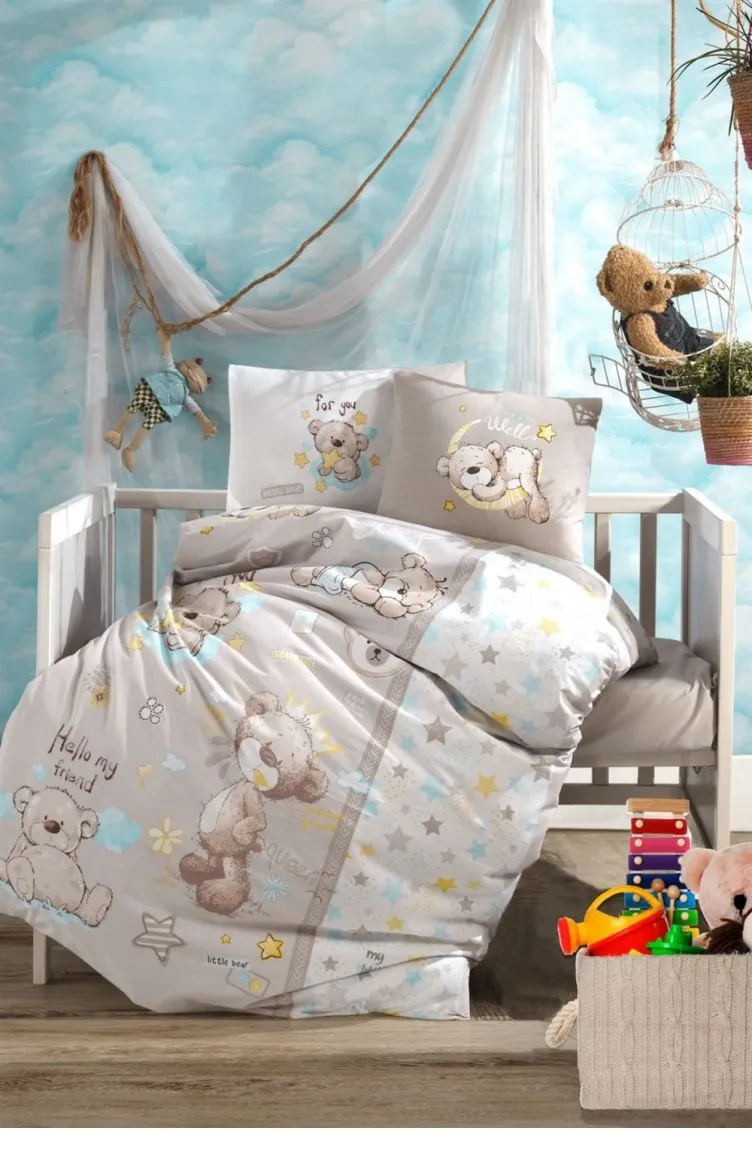 Posteljina za bebe Little Bear V1 bež sa jorganom Clasy