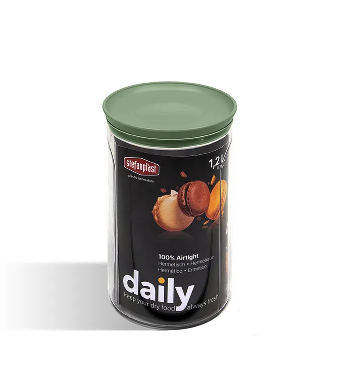 Posuda Daily 1.2l fi 12x18cm sa poklop. transp./zelena Stefanplast