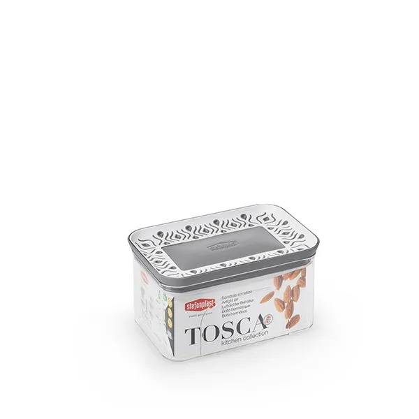 Posuda Tosca 700ml 10x15.5x8cm sa poklop. siva/bela Stefanplast
