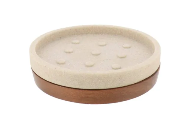 Posuda za sapun Perugia fi 12x3cm bež/boja drveta Tendance