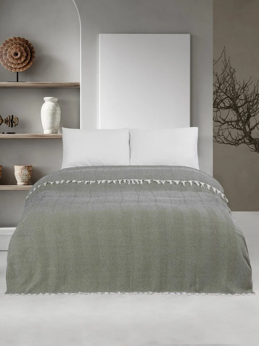 Prekrivač za franc. krevet 200x230cm boja mente/beli Luxtouch