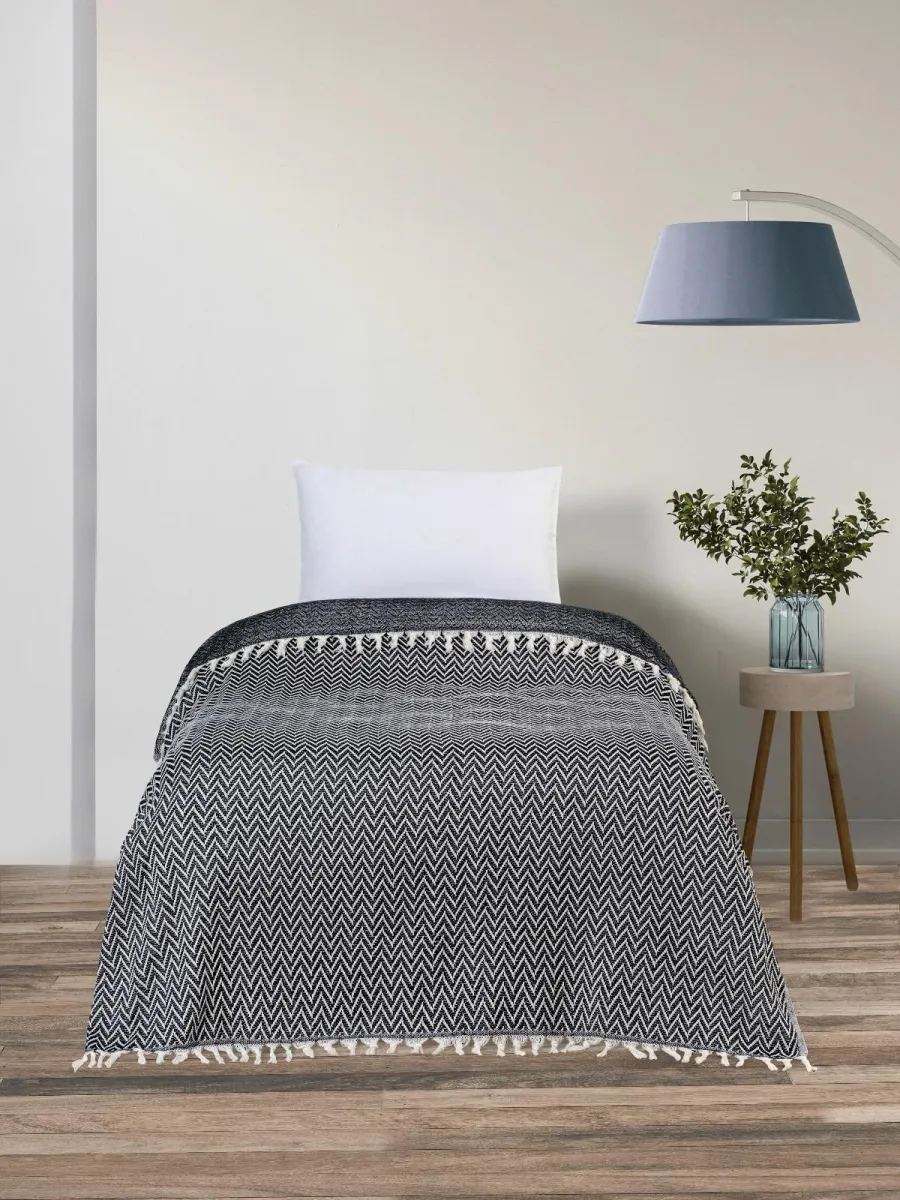 Prekrivač za franc. krevet 200x230cm crni/beli Luxtouch