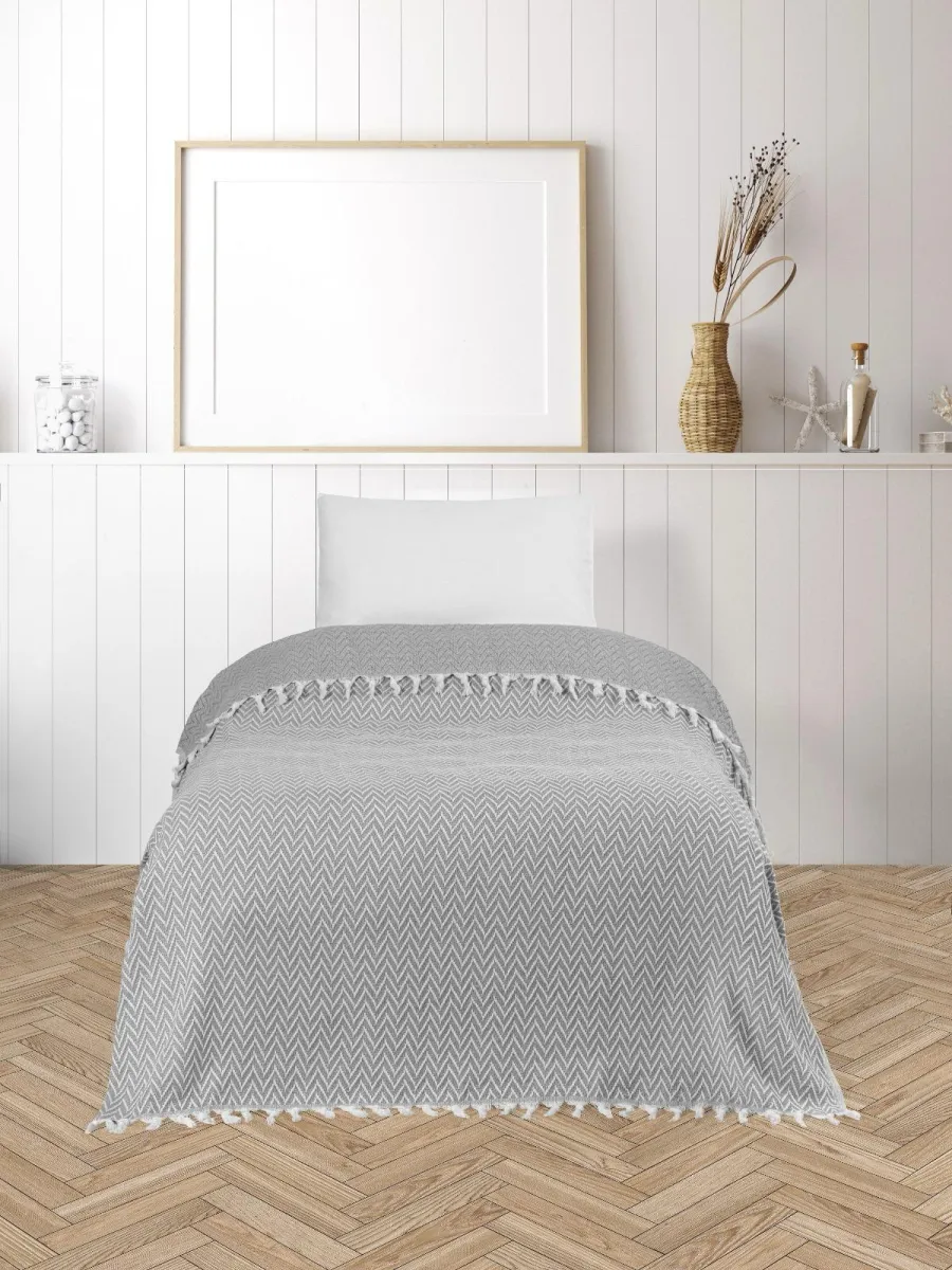 Prekrivač za franc. krevet 200x230cm sivi/beli Luxtouch