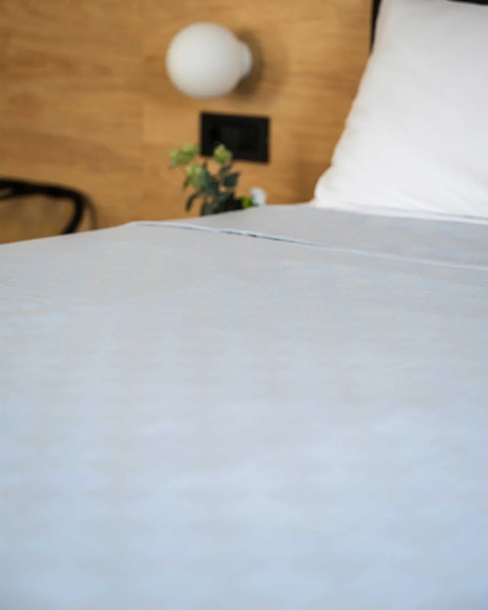 Prekrivač za franc. krevet pamučni 240x260cm 230g/m2 svetlo plavi