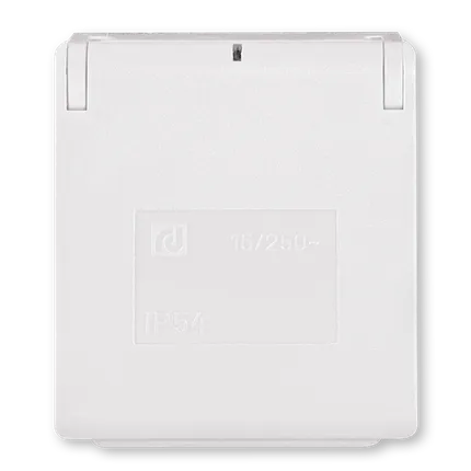 Priključnica dvopolna 16A 250V za ugradnju na panel IP54 bela