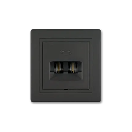Priključnica telefonska Prestige 2xRJ12 6/4 crna soft Aling Conel