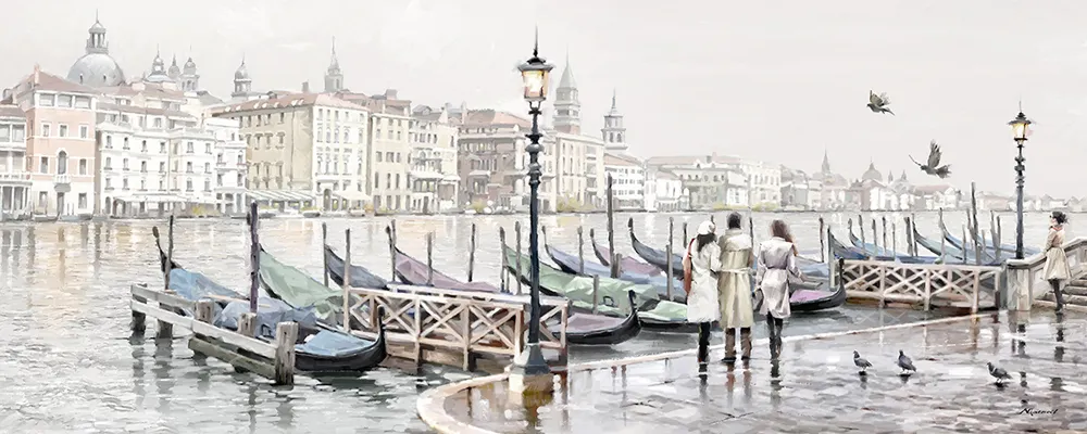 Print slika Canvas Watercolor4 ST410 Gondole2 60x150cm