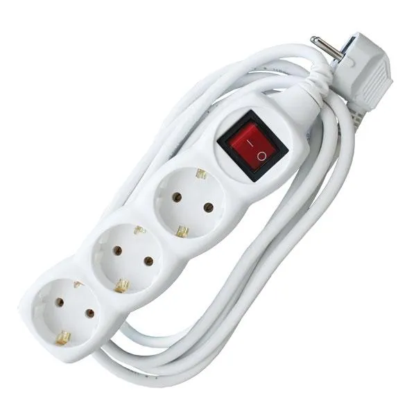 Produžni kabl 3-delni 3x1.5mm/5m sa prekidačem beli