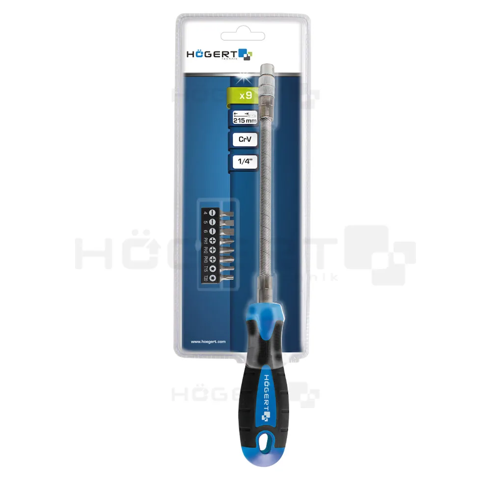 Šrafciger fleksibilni 1/4" 180mm sa nastavcima 9/1 Hoegert