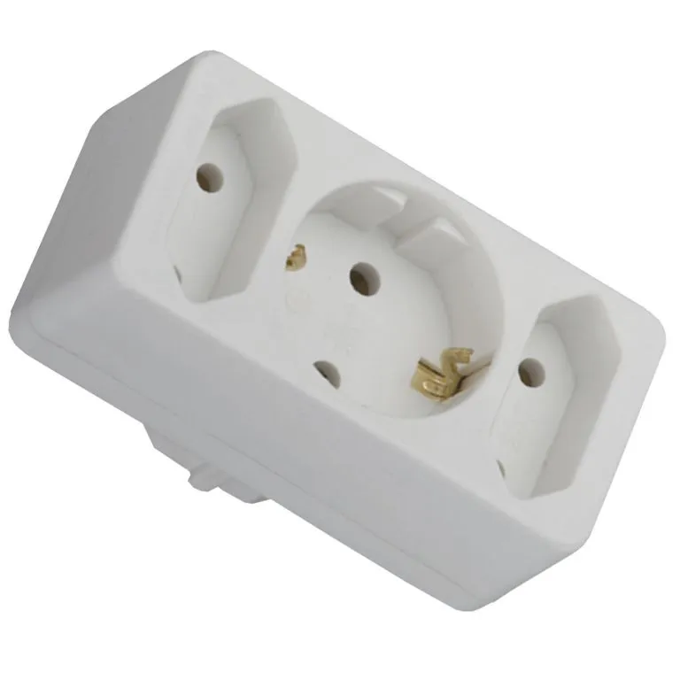 Razvodnik komb. 3-struki 2 x Euro+1šuko 16A 250Vbeli Elit+