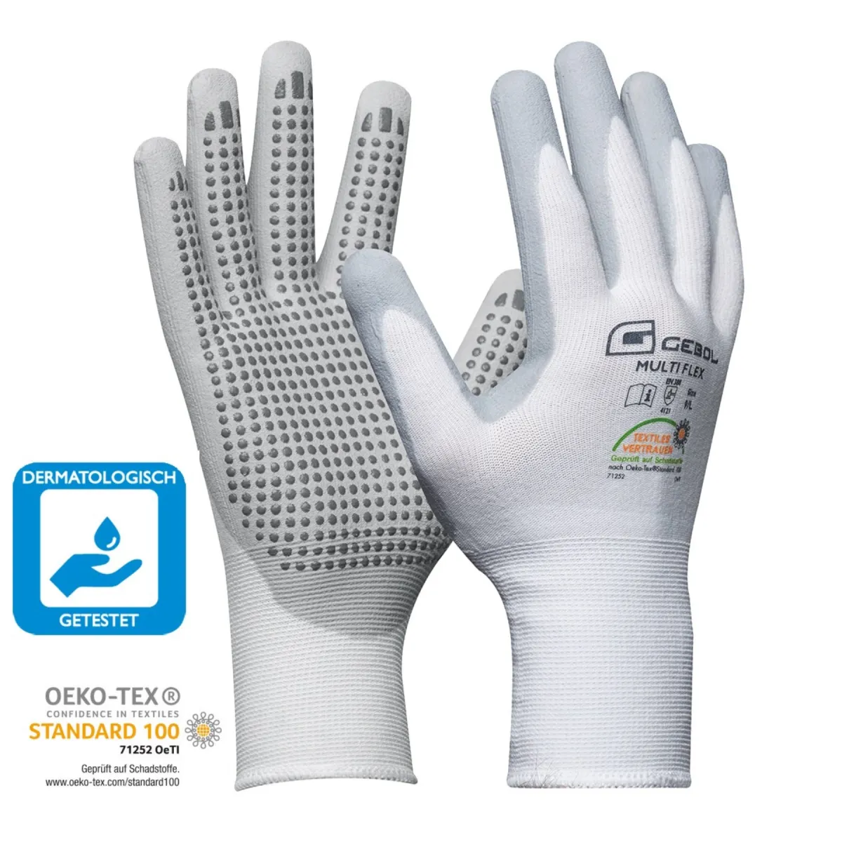 Rukavice radne Multiflex belo-sive  vel. 8  Gebol