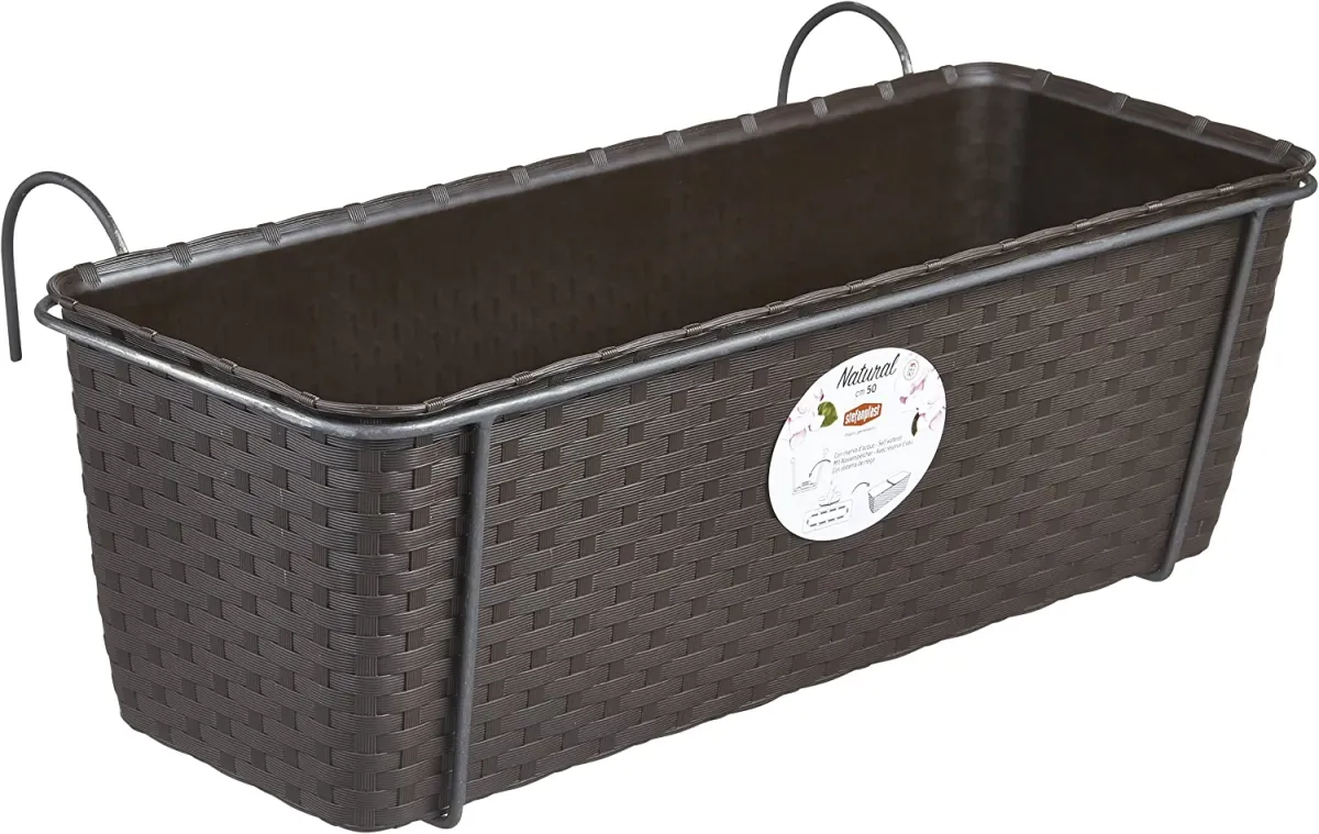 Saksija za cveće 50x15cm 10l sa met. držačem tam. braon Stefanplast