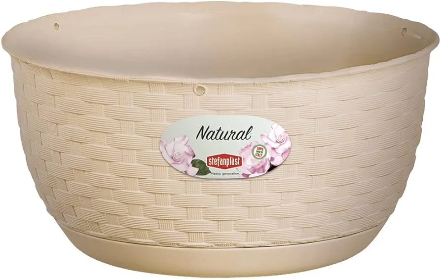 Saksija za cveće fi 30x14.5cm 5.9l pvc krem boja Stefanplast