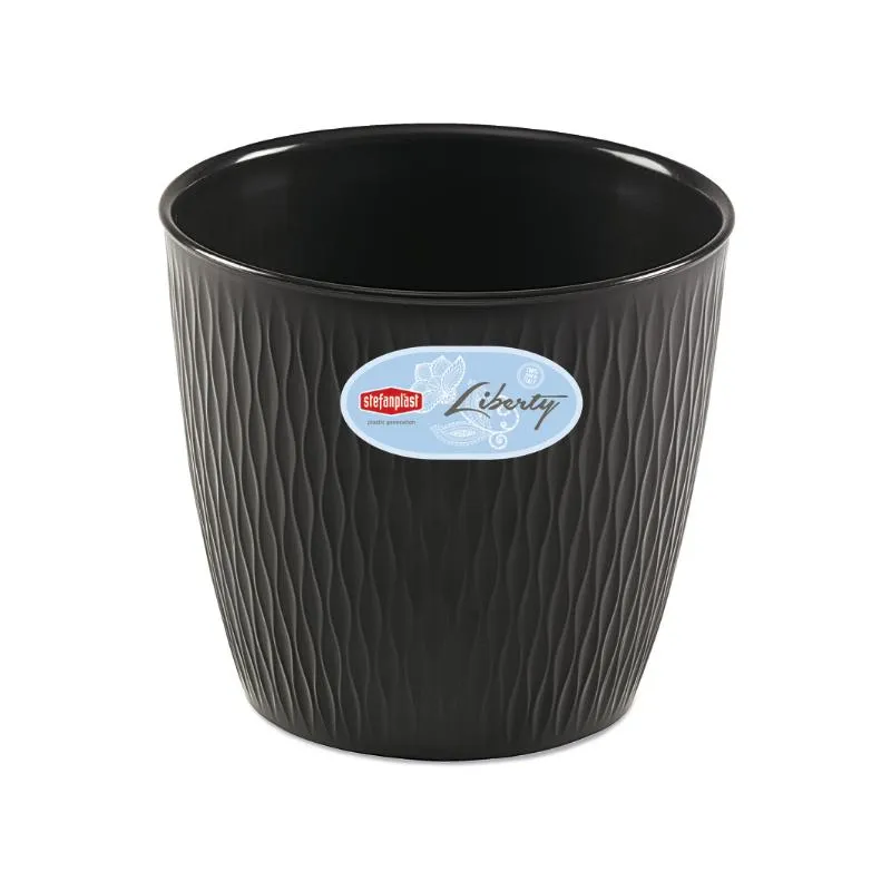 Saksija za cveće Liberty fi 25x23cm 8.5l grafit pvc Stefanplast