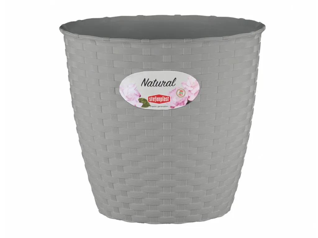 Saksija za cveće Natural fi 24cm 6.2l pvc siva Stefanplast
