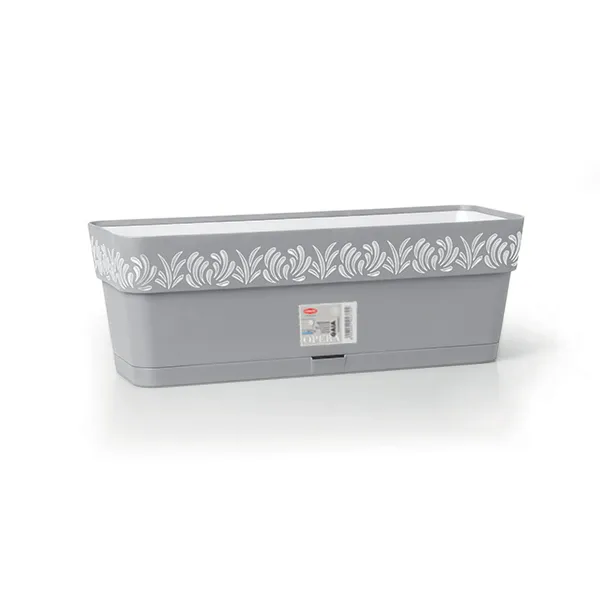 Saksija za cveće Opera Gaia 49x18x17cm 9.5l siva/bela Stefanplast