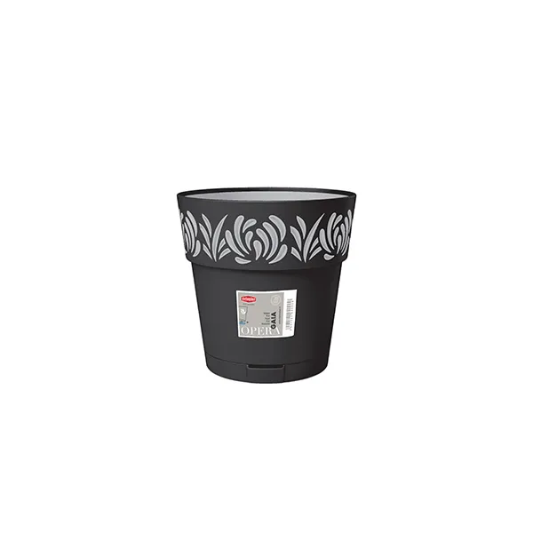 Saksija za cveće Opera Gaia fi 15x15cm 1.5l grafit/bela Stefanplast