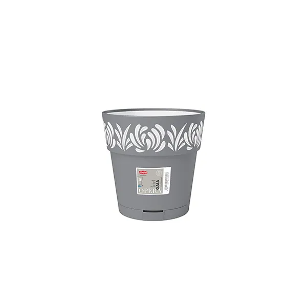 Saksija za cveće Opera Gaia fi 15x15cm 1.5l siva/bela Stefanplast