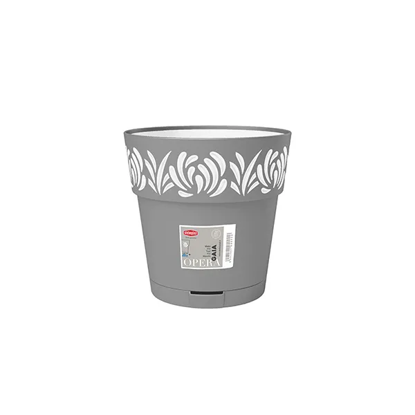 Saksija za cveće Opera Gaia fi 19x19cm 3.2l grafit/bela Stefanplast
