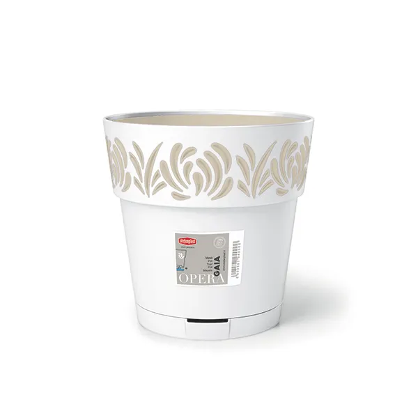Saksija za cveće Opera Gaia fi 25x25cm 7.5l bela/bež Stefanplast